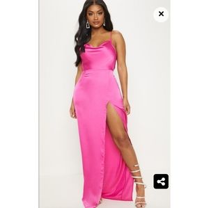 Fuchsia Cowl Neck Dress